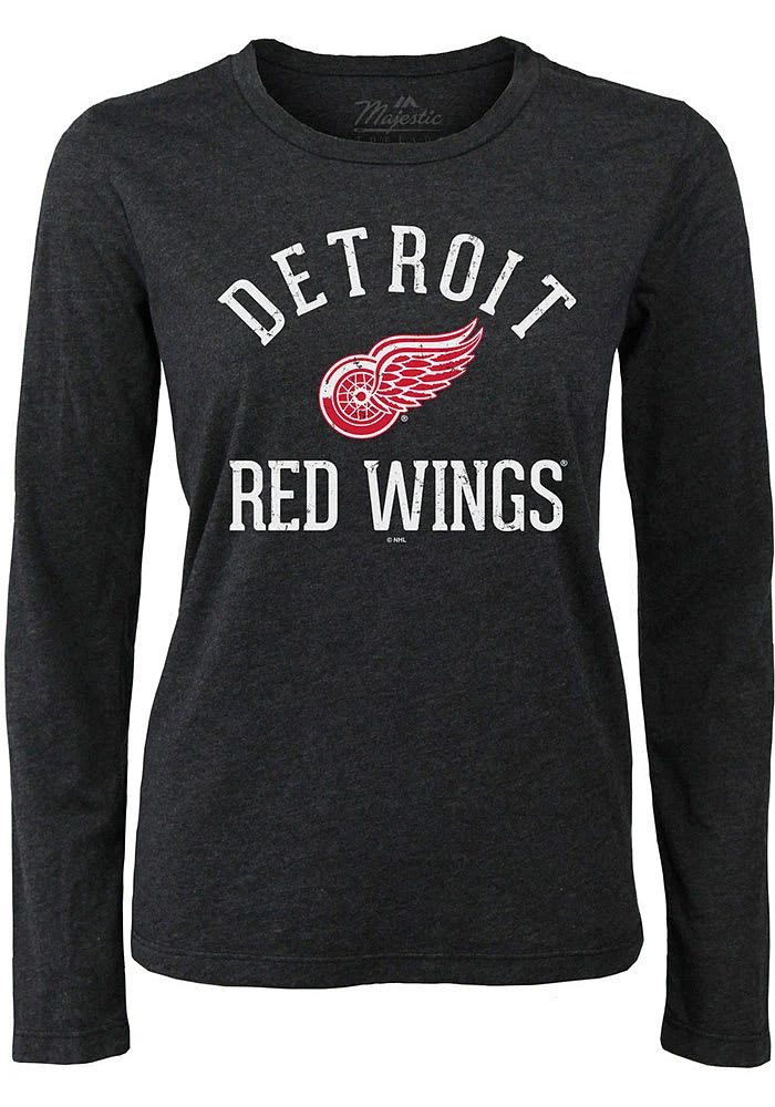 Detroit Red Wings Womens Black Field Goal LS Tee