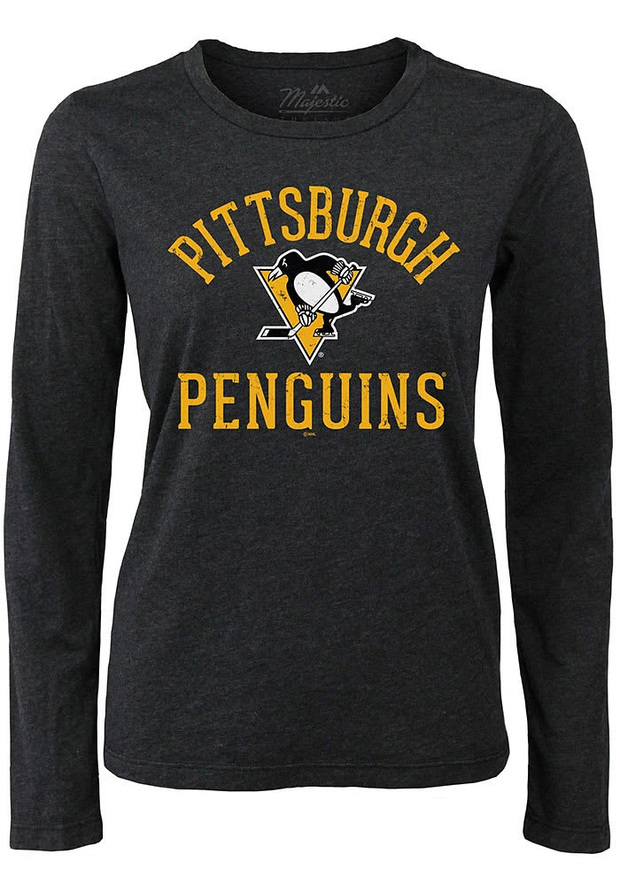 Pittsburgh Penguins Womens Black Field Goal LS Tee