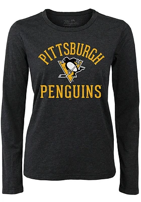 Pittsburgh Penguins Womens Black Field Goal LS Tee