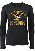 Pittsburgh Penguins Womens Black Field Goal LS Tee
