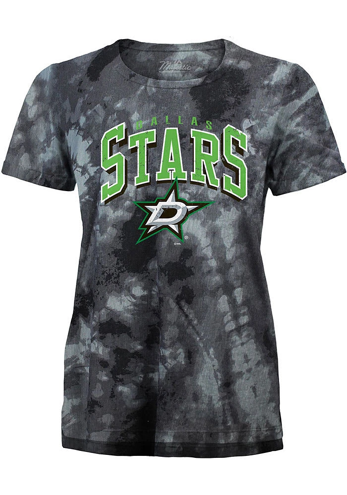 Dallas Stars Womens Black Tie Dye Burble Short Sleeve T-Shirt