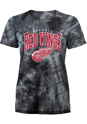Detroit Red Wings Womens Black Tie Dye Burble Short Sleeve T-Shirt