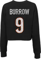 Joe Burrow Cincinnati Bengals Womens Black Tiger Stripe Long Sleeve Player T Shirt