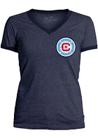 Chicago Fire Womens Navy Blue Ringer Short Sleeve T-Shirt