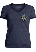 Philadelphia Union Womens Navy Blue Ringer Short Sleeve T-Shirt