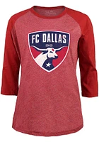FC Dallas Womens Red Raglan LS Tee