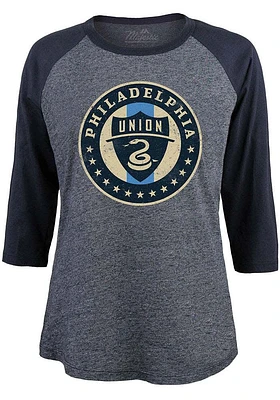 Philadelphia Union Womens Navy Blue Raglan LS Tee