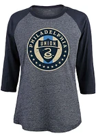 Philadelphia Union Womens Navy Blue Raglan LS Tee