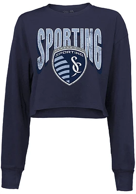 Sporting Kansas City Womens Navy Blue Cropped LS Tee