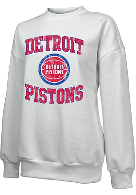 Detroit Pistons Womens White Vintage Crew Sweatshirt