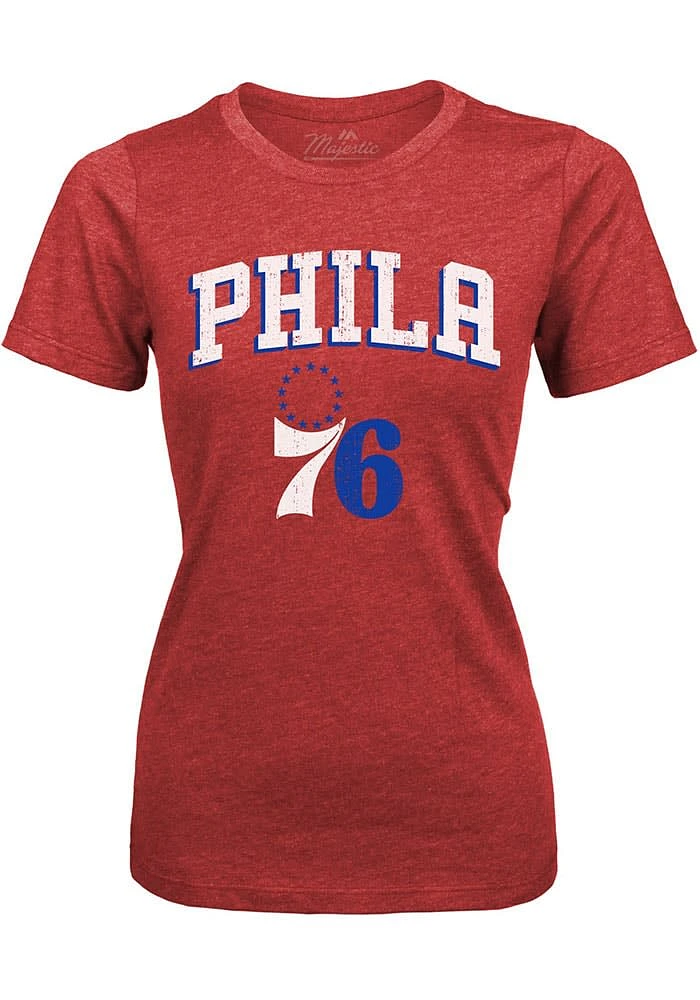 Philadelphia 76ers Womens Red Triblend Short Sleeve T-Shirt