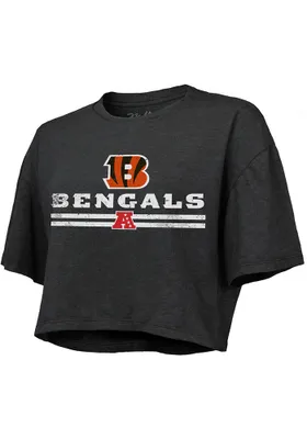 Cincinnati Bengals Womens Black Long Snapper Short Sleeve T-Shirt