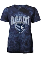 Sporting Kansas City Womens Navy Blue Tie Dye Burble Short Sleeve T-Shirt