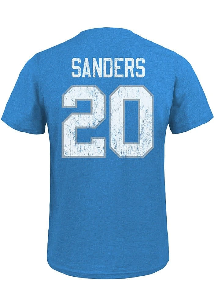 Barry Sanders Detroit Lions Blue Hall of Fame Primary Player Short Sleeve Fashion T Shirt