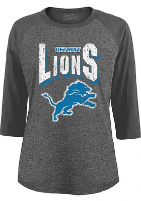 Detroit Lions Womens Grey Raglan LS Tee