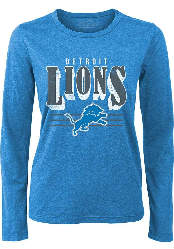 Detroit Lions Womens Blue Boyfriend Design LS Tee