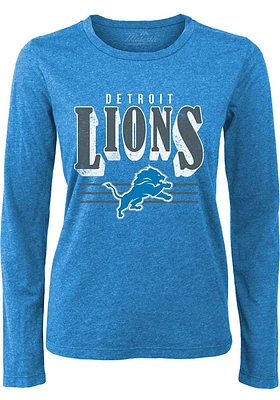 Detroit Lions Womens Blue Boyfriend Design LS Tee