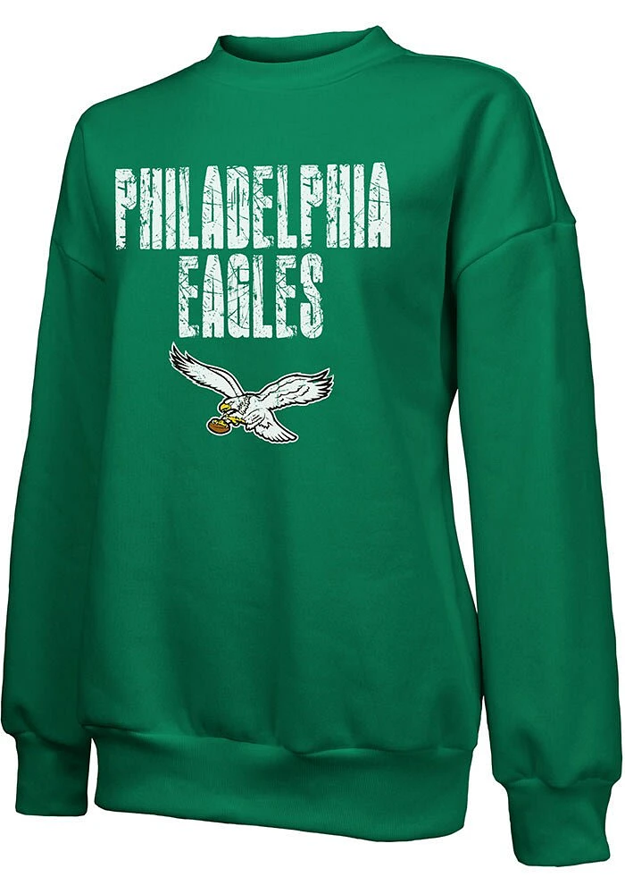Philadelphia Eagles Womens Kelly Green Rock Crew Sweatshirt