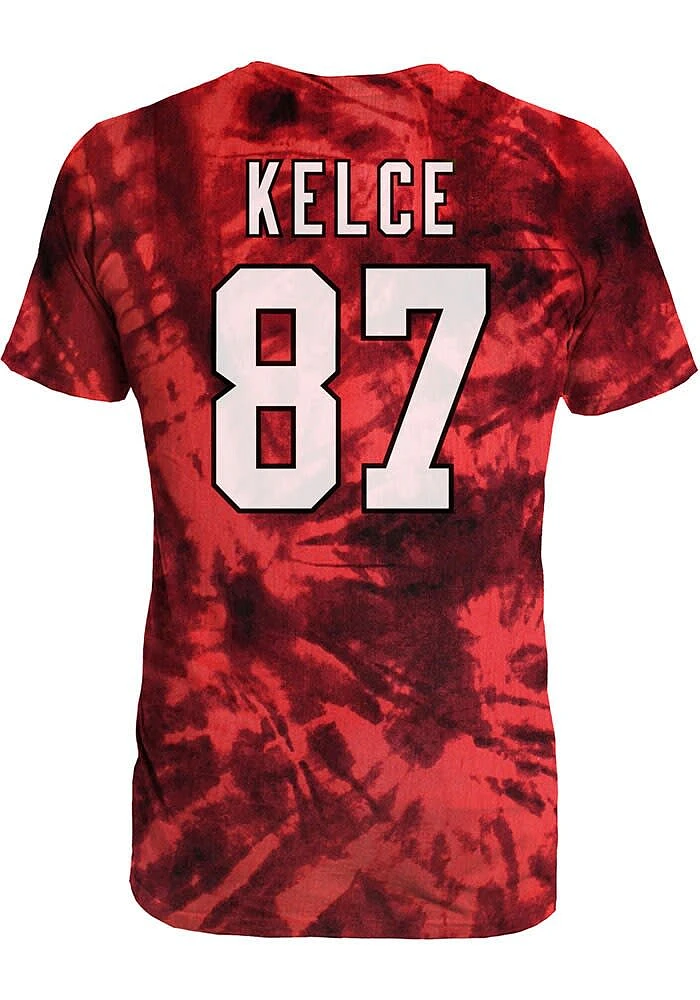 Travis Kelce Kansas City Chiefs Red Tie Dye Primary Player Short Sleeve Fashion T Shirt