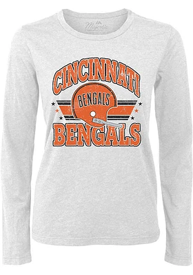 Cincinnati Bengals Womens White Arch Boyfriend LS Tee