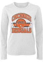 Cincinnati Bengals Womens White Arch Boyfriend LS Tee