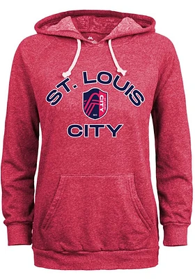 St Louis City SC Womens Red Triblend Style Hooded Sweatshirt