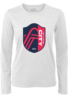 St Louis City SC Womens White Boyfriend LS Tee