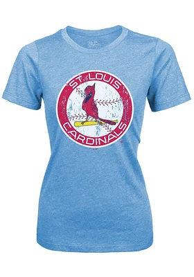St Louis Cardinals Womens Light Blue Coop Short Sleeve T-Shirt