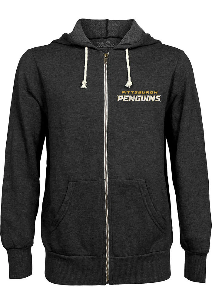 Pittsburgh Penguins Mens Black Primary Long Sleeve Zip Fashion