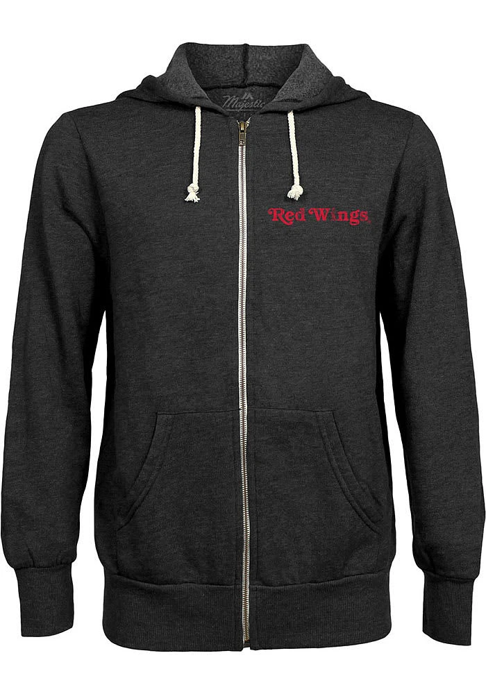 Detroit Red Wings Mens Black Primary Long Sleeve Zip Fashion