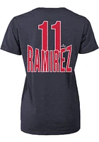 Jose Ramirez Cleveland Guardians Womens Navy Blue High Low Player T-Shirt