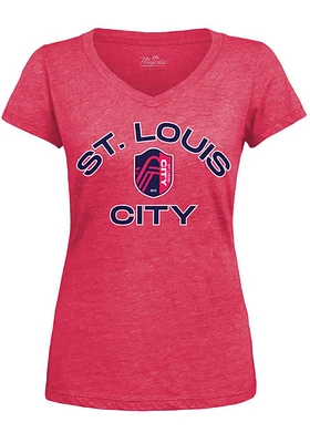 St Louis City SC Womens Red Triblend Plus Short Sleeve T-Shirt