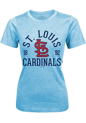 St Louis Cardinals Womens Light Blue Triblend Classic Short Sleeve T-Shirt