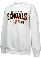 Cincinnati Bengals Womens White Script Oversized Crew Sweatshirt