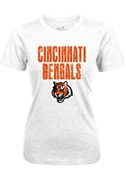 Cincinnati Bengals Womens White Stacked Triblend Short Sleeve T-Shirt