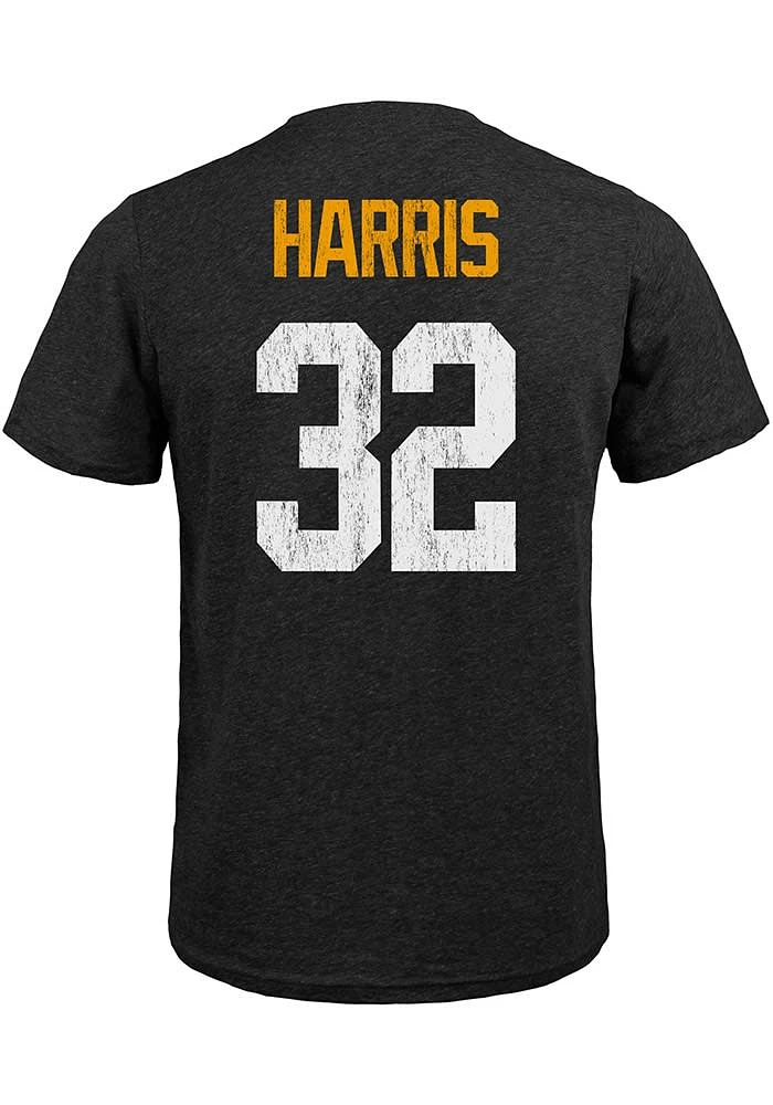 Franco Harris Pittsburgh Steelers Black Tri-Blend Name And Number Short Sleeve Fashion Player T Sh..