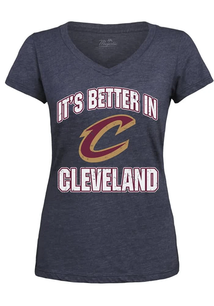 Cleveland Cavaliers Womens Navy Blue Modest Short Sleeve T-Shirt