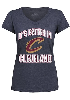 Cleveland Cavaliers Womens Navy Blue Modest Short Sleeve T-Shirt