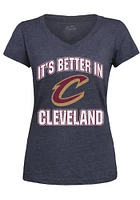 Cleveland Cavaliers Womens Navy Blue Modest Short Sleeve T-Shirt