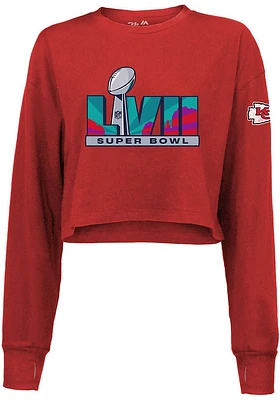 Kansas City Chiefs Womens Red 2022 Super Bowl Participant SB Logo LS Tee