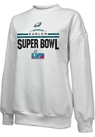 Philadelphia Eagles Womens White 2022 Super Bowl Participant Goal Line Crew Sweatshirt