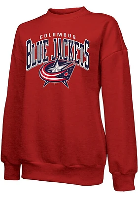 Columbus Blue Jackets Womens Red Vintage Oversized Crew Sweatshirt