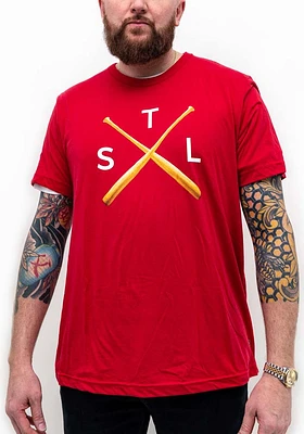 Arch Apparel St Louis Red Crossing Bats Short Sleeve Fashion T Shirt