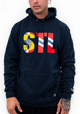 Arch Apparel St Louis Mens Navy Blue Flag Infill Long Sleeve Hoodie