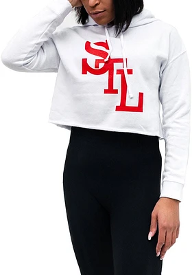 Arch Apparel St Louis Womens White Slab Decline Hooded Sweatshirt