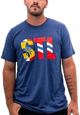 Arch Apparel St Louis Navy Blue STL City Flag Short Sleeve Fashion T Shirt