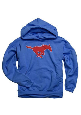 SMU Mustangs Youth Blue Mascot Long Sleeve Hoodie