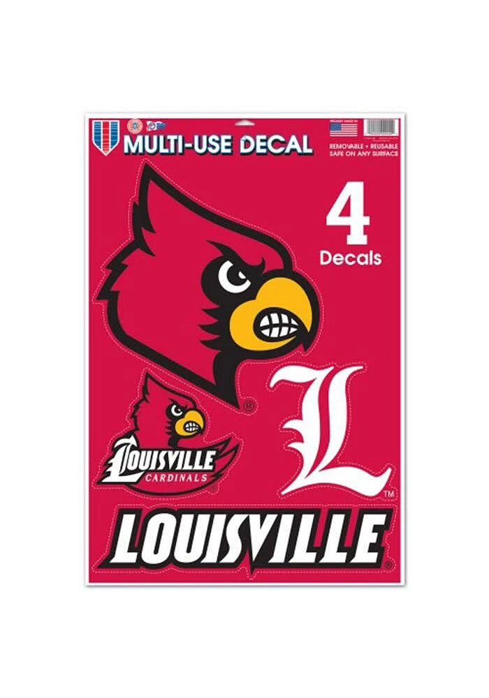Louisville Cardinals 11x17 Multi Use Sheet Auto Decal - Red