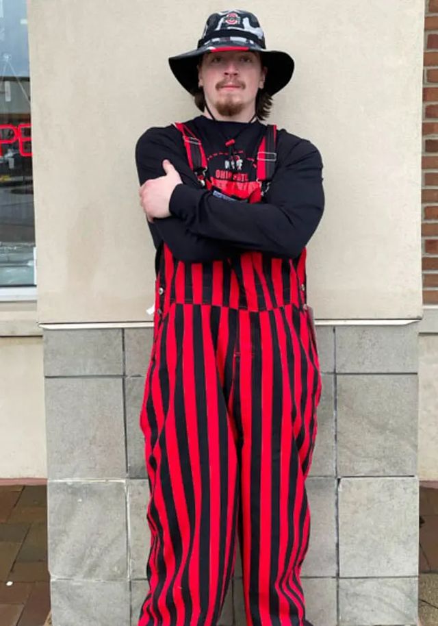 RALLY Mens Red Striped Pants