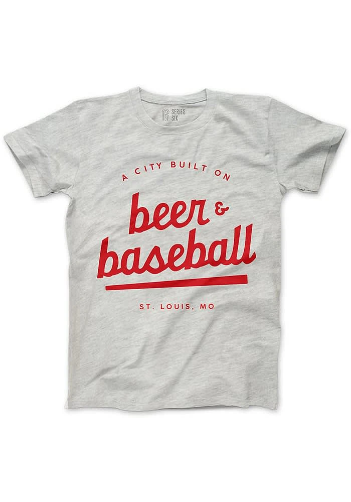 Series Six St Louis Grey Beer and Baseball Short Sleeve Fashion T Shirt